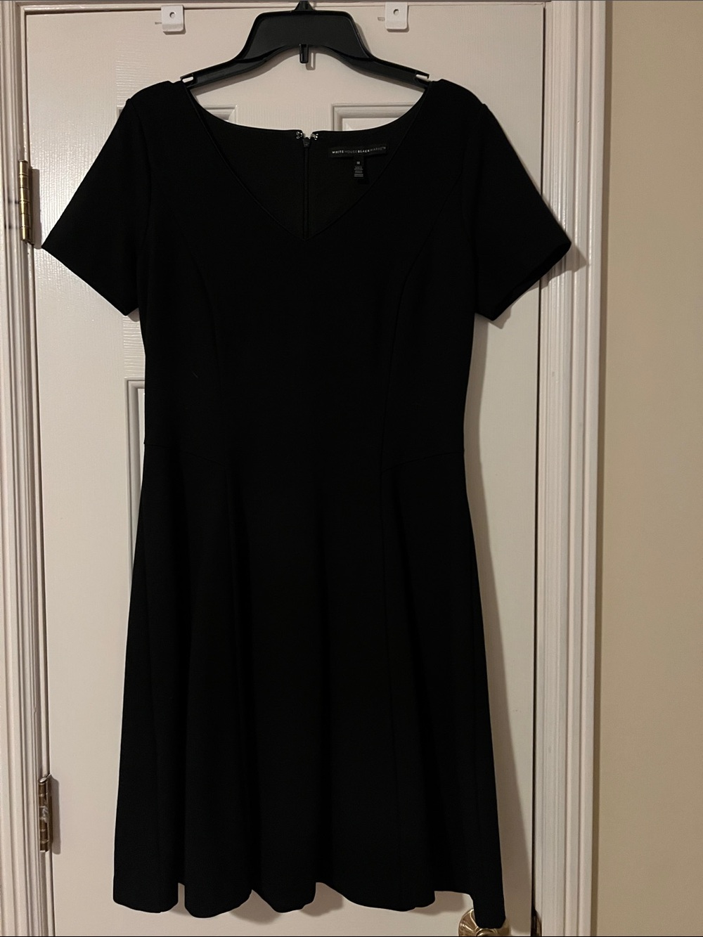 White House Black Market Black V-Neck Short-Sleeve Fit & Flare Mini